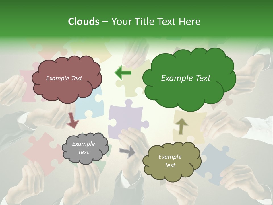 A Group Of People Holding Puzzle Pieces Together PowerPoint Template