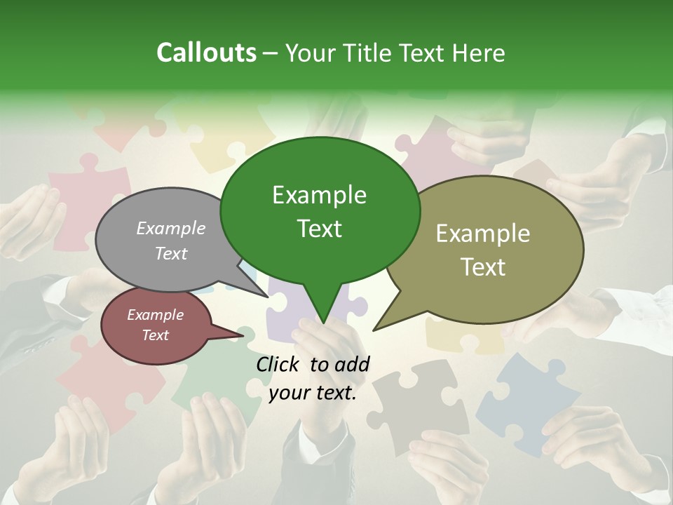 A Group Of People Holding Puzzle Pieces Together PowerPoint Template