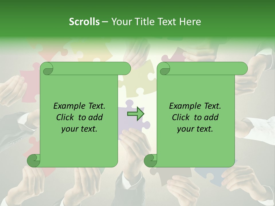 A Group Of People Holding Puzzle Pieces Together PowerPoint Template