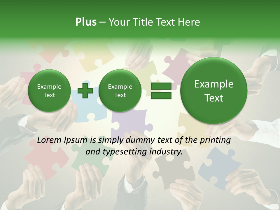 A Group Of People Holding Puzzle Pieces Together PowerPoint Template
