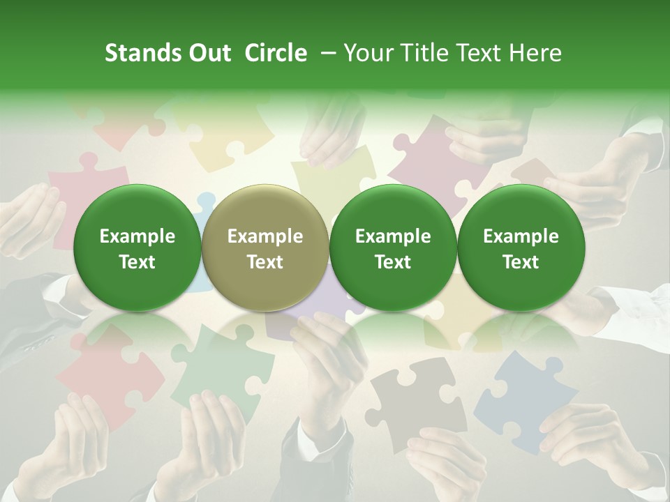 A Group Of People Holding Puzzle Pieces Together PowerPoint Template