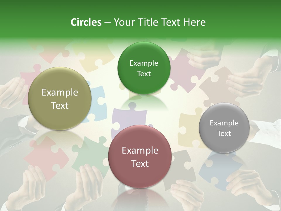 A Group Of People Holding Puzzle Pieces Together PowerPoint Template