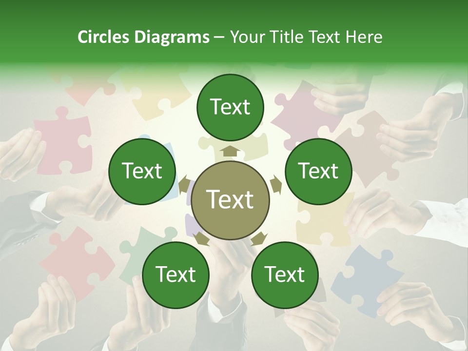 A Group Of People Holding Puzzle Pieces Together PowerPoint Template