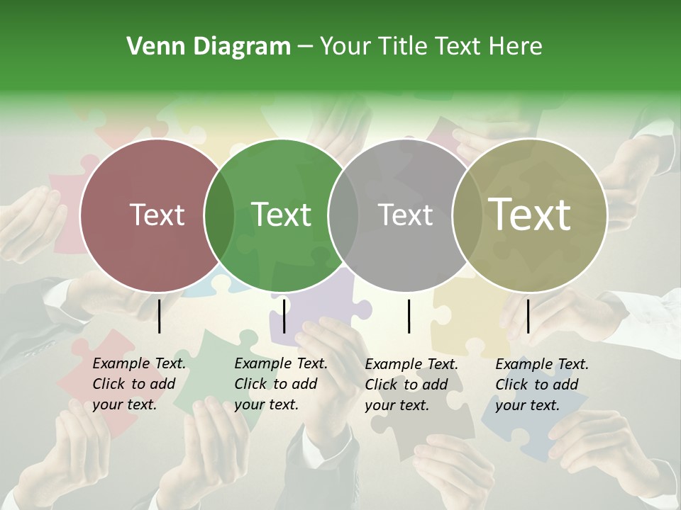 A Group Of People Holding Puzzle Pieces Together PowerPoint Template