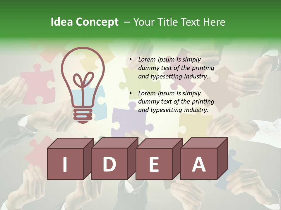 A Group Of People Holding Puzzle Pieces Together PowerPoint Template