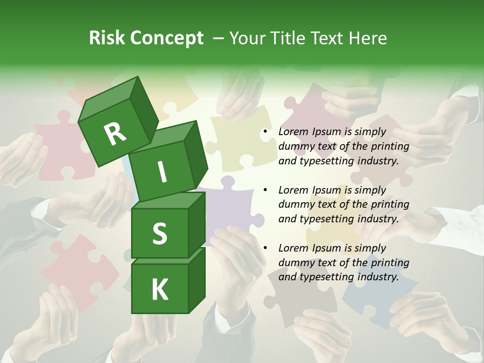 A Group Of People Holding Puzzle Pieces Together PowerPoint Template