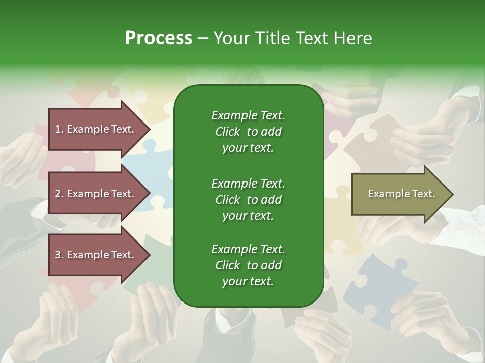 A Group Of People Holding Puzzle Pieces Together PowerPoint Template