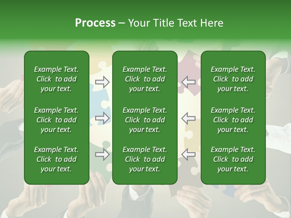 A Group Of People Holding Puzzle Pieces Together PowerPoint Template