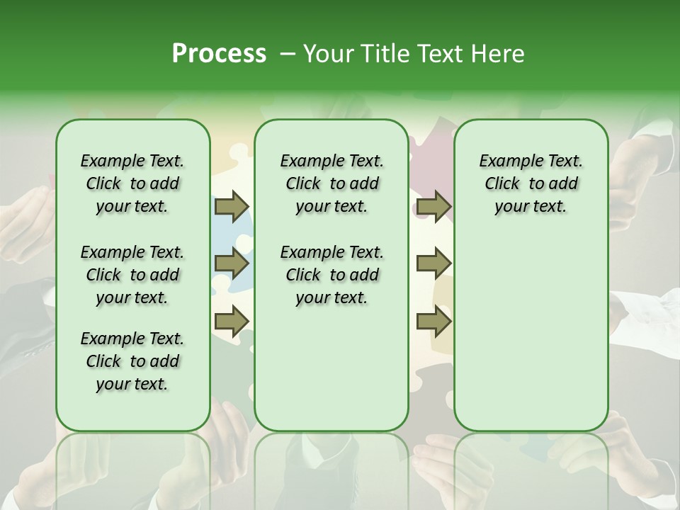 A Group Of People Holding Puzzle Pieces Together PowerPoint Template