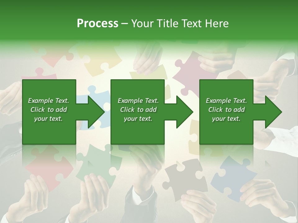 A Group Of People Holding Puzzle Pieces Together PowerPoint Template