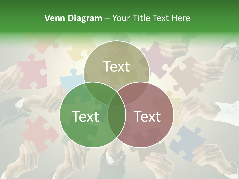 A Group Of People Holding Puzzle Pieces Together PowerPoint Template