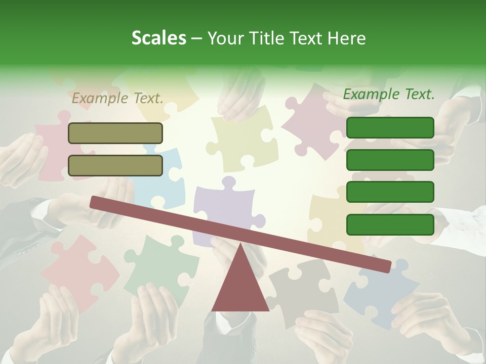 A Group Of People Holding Puzzle Pieces Together PowerPoint Template