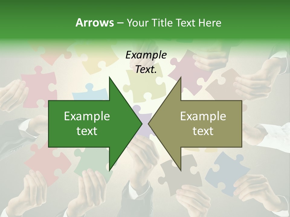 A Group Of People Holding Puzzle Pieces Together PowerPoint Template