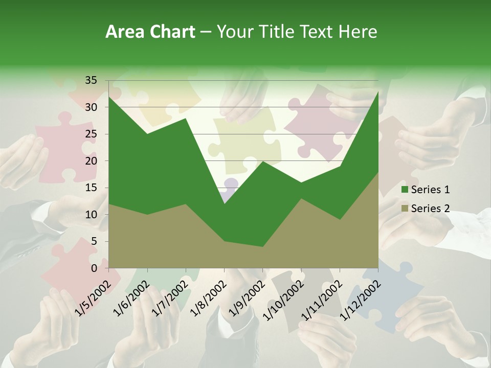 A Group Of People Holding Puzzle Pieces Together PowerPoint Template