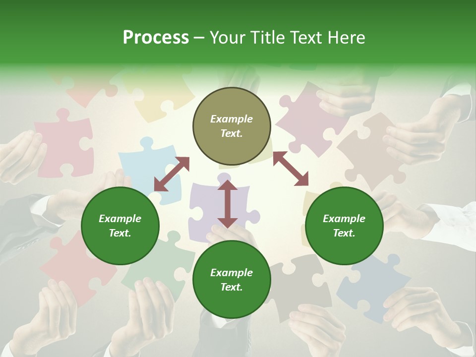 A Group Of People Holding Puzzle Pieces Together PowerPoint Template