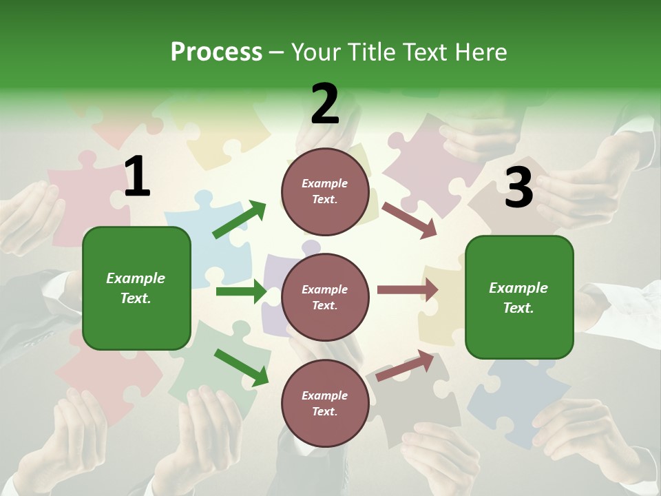 A Group Of People Holding Puzzle Pieces Together PowerPoint Template