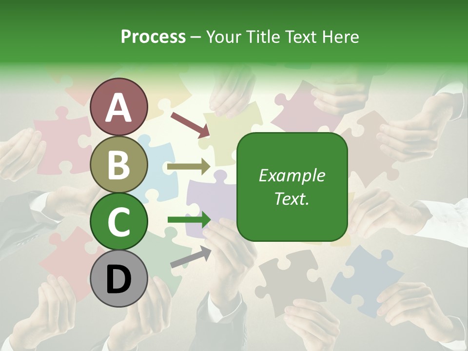 A Group Of People Holding Puzzle Pieces Together PowerPoint Template