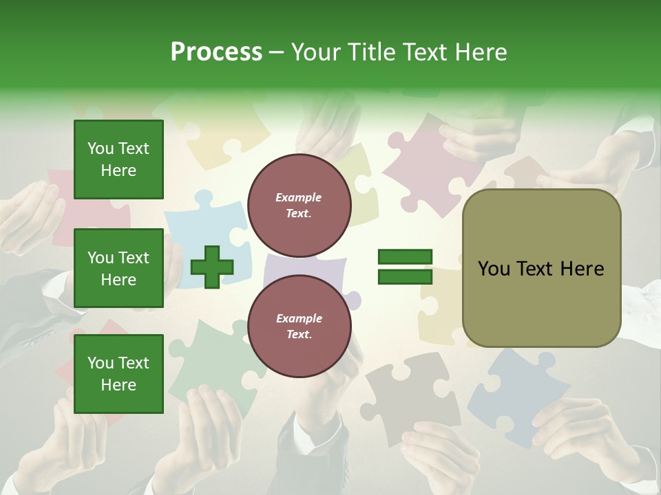 A Group Of People Holding Puzzle Pieces Together PowerPoint Template