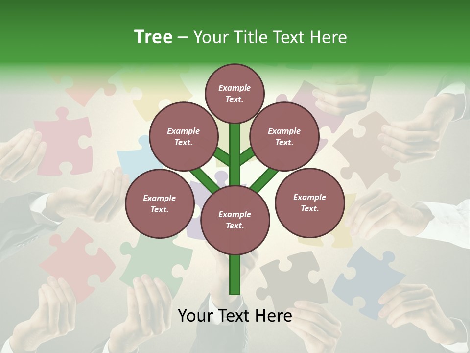 A Group Of People Holding Puzzle Pieces Together PowerPoint Template