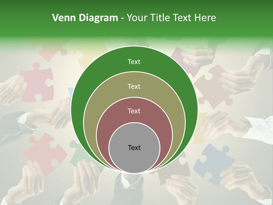 A Group Of People Holding Puzzle Pieces Together PowerPoint Template