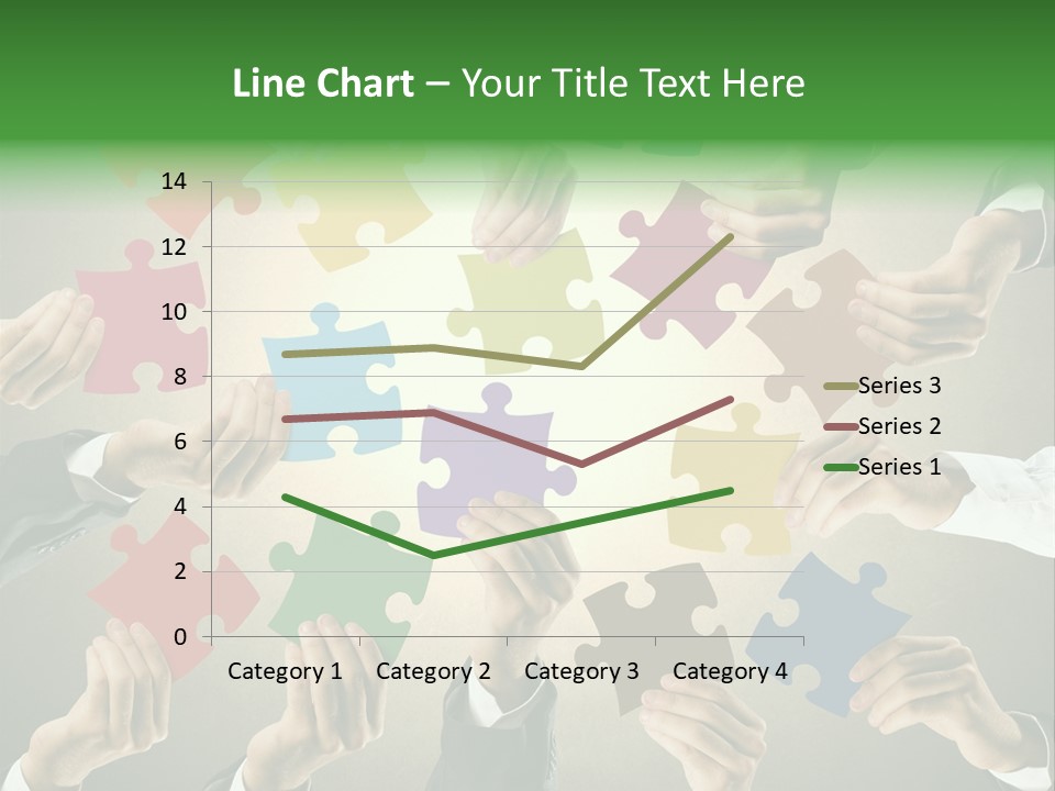 A Group Of People Holding Puzzle Pieces Together PowerPoint Template