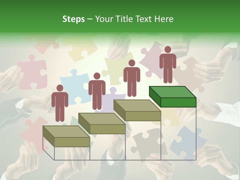 A Group Of People Holding Puzzle Pieces Together PowerPoint Template