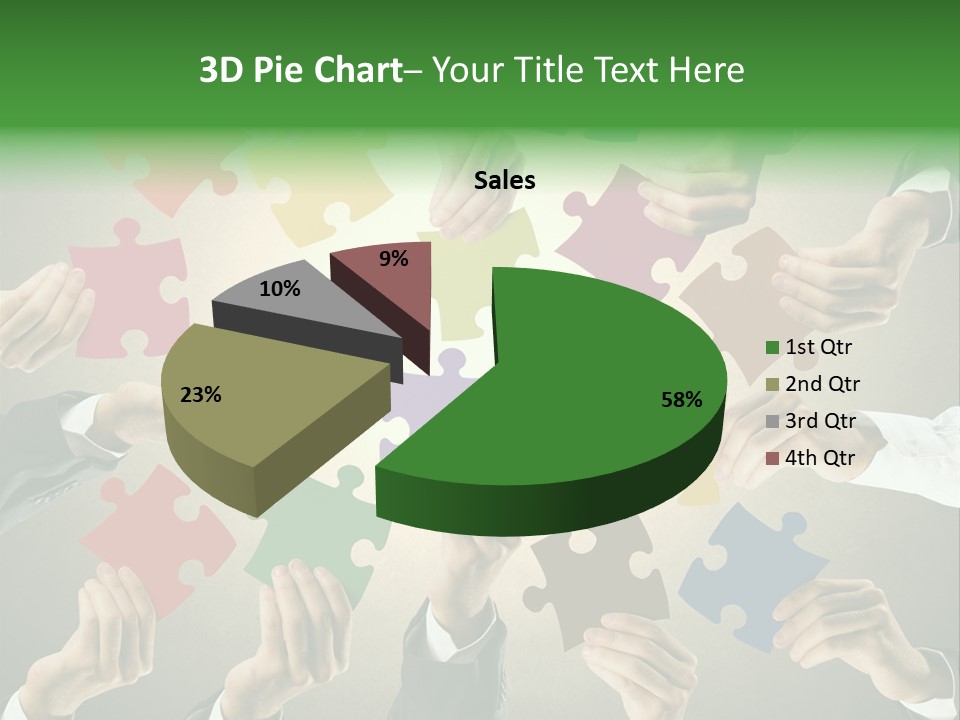 A Group Of People Holding Puzzle Pieces Together PowerPoint Template
