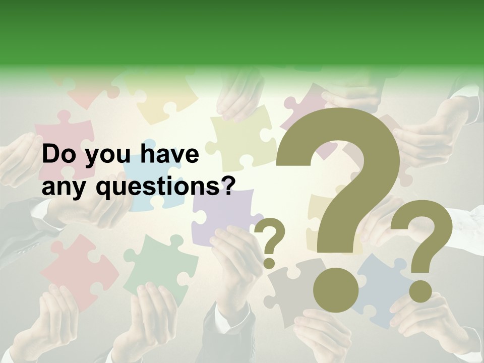 A Group Of People Holding Puzzle Pieces Together PowerPoint Template