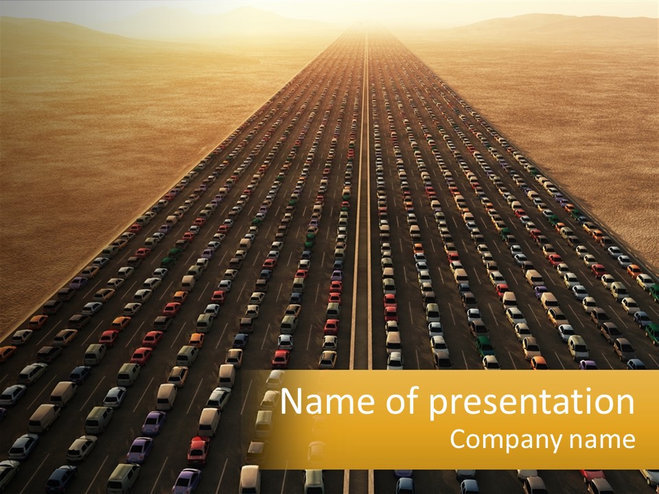 A Highway With A Lot Of Cars In The Middle Of It PowerPoint Template