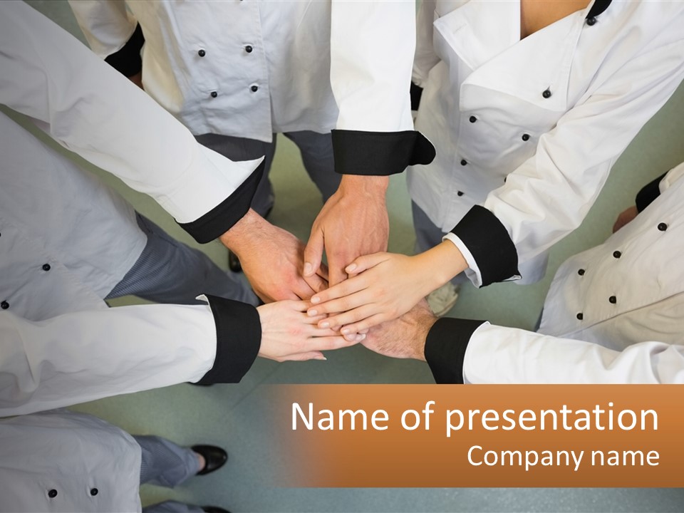 A Group Of Chefs Putting Their Hands Together PowerPoint Template