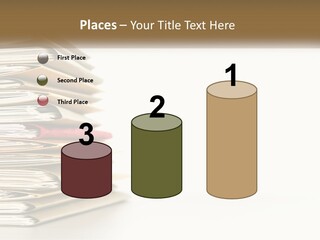 A Stack Of Books With A Red Pen On Top Of It PowerPoint Template