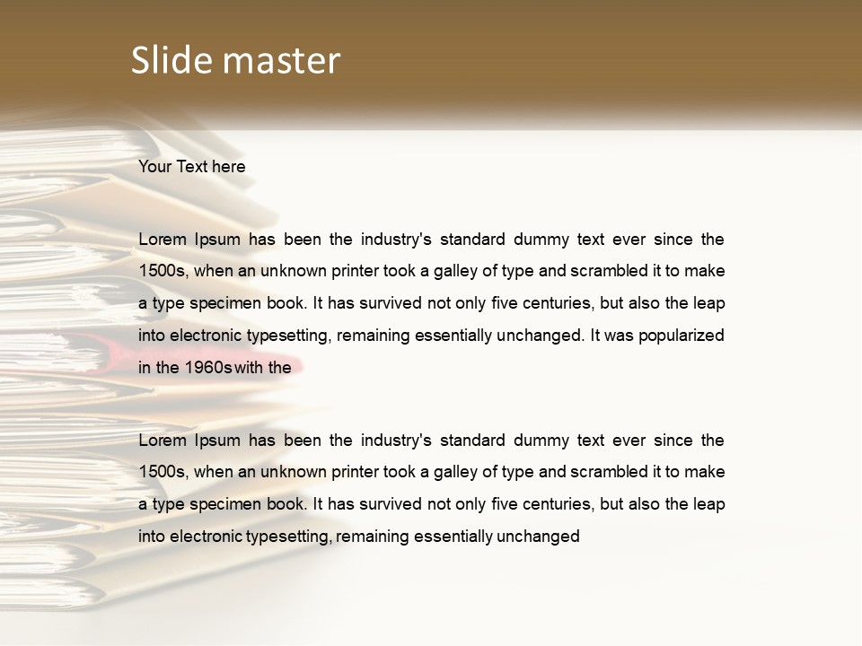 A Stack Of Books With A Red Pen On Top Of It PowerPoint Template