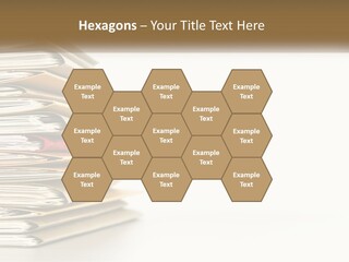 A Stack Of Books With A Red Pen On Top Of It PowerPoint Template