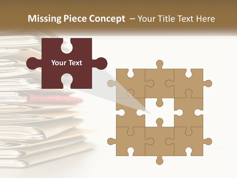 A Stack Of Books With A Red Pen On Top Of It PowerPoint Template