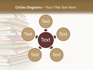 A Stack Of Books With A Red Pen On Top Of It PowerPoint Template