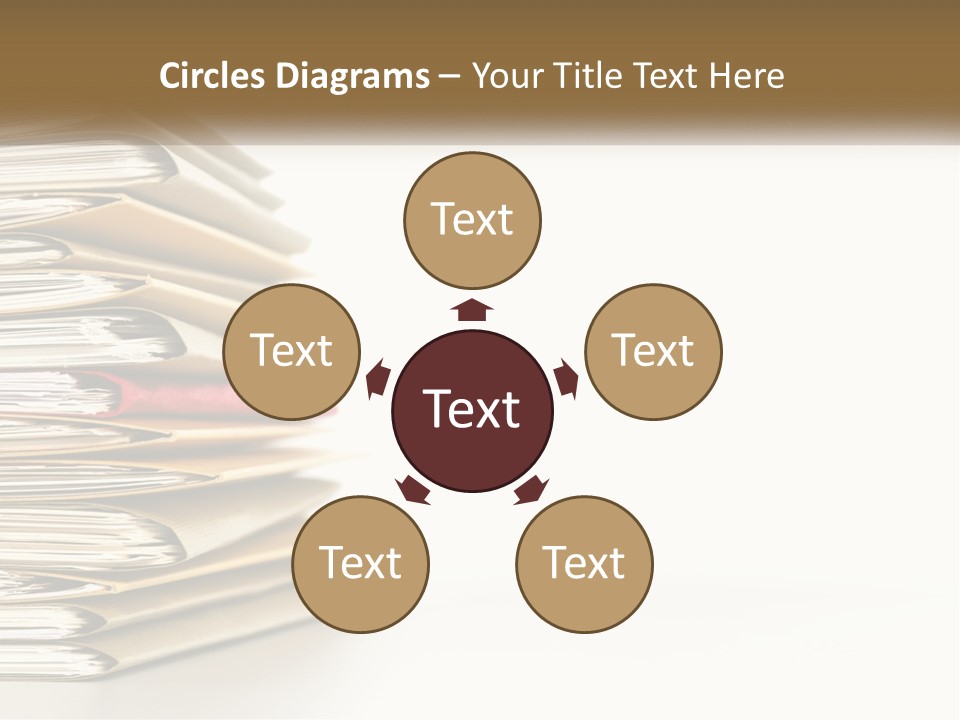 A Stack Of Books With A Red Pen On Top Of It PowerPoint Template