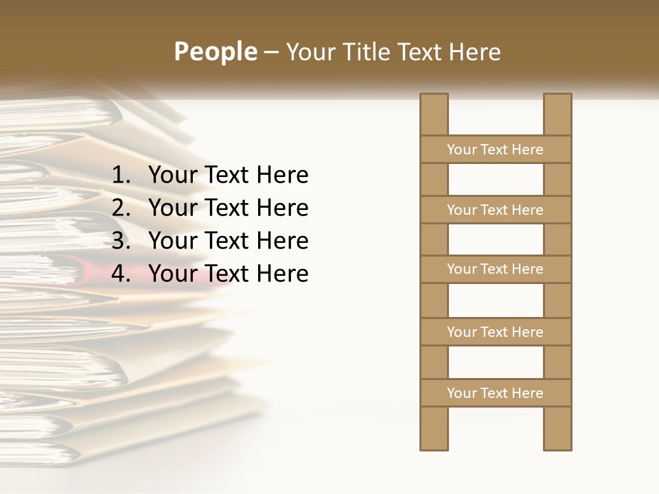 A Stack Of Books With A Red Pen On Top Of It PowerPoint Template