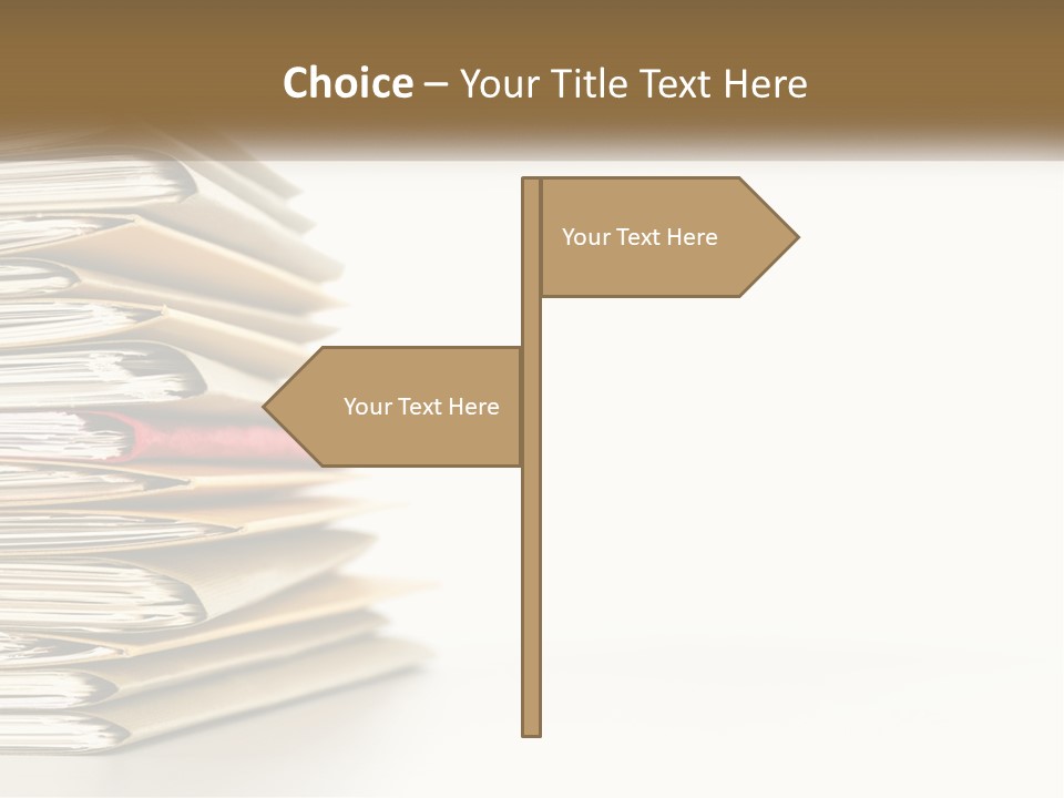 A Stack Of Books With A Red Pen On Top Of It PowerPoint Template