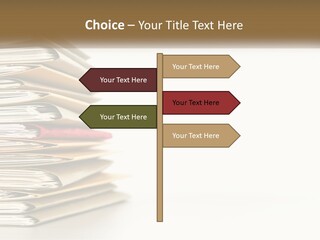 A Stack Of Books With A Red Pen On Top Of It PowerPoint Template