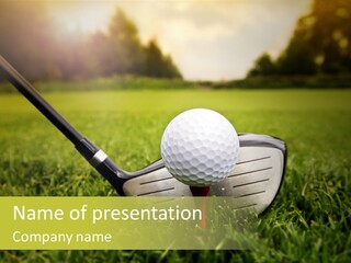 A Golf Club And A Golf Ball On The Green Grass PowerPoint Template