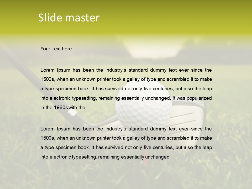 A Golf Club And A Golf Ball On The Green Grass PowerPoint Template