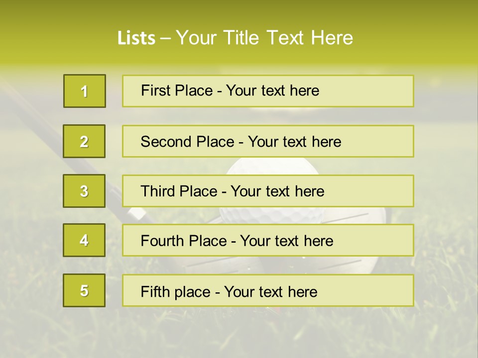 A Golf Club And A Golf Ball On The Green Grass PowerPoint Template