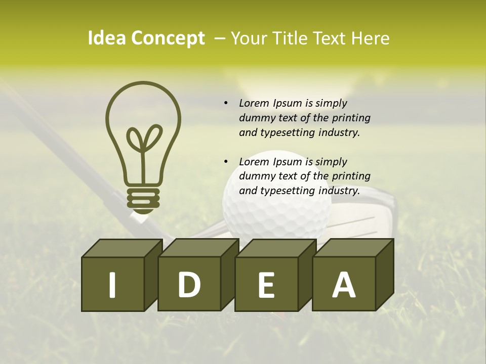 A Golf Club And A Golf Ball On The Green Grass PowerPoint Template