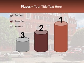 A Large Building With Cars Parked In Front Of It PowerPoint Template