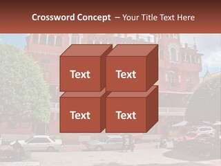 A Large Building With Cars Parked In Front Of It PowerPoint Template