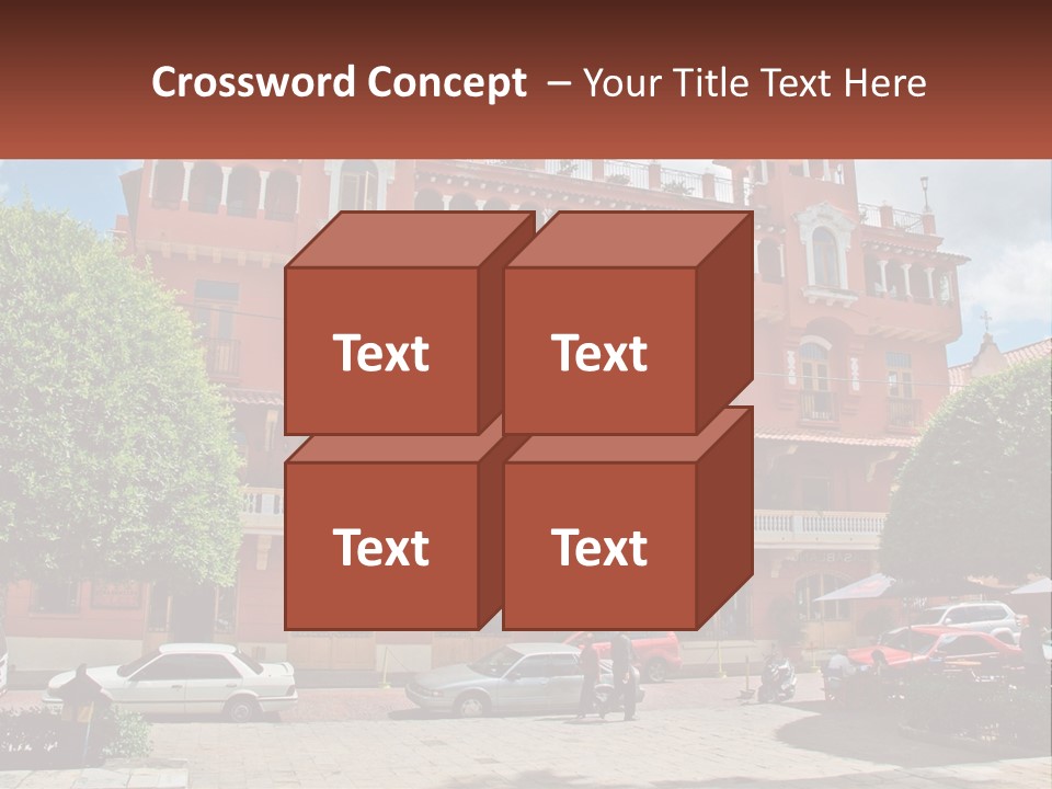 A Large Building With Cars Parked In Front Of It PowerPoint Template
