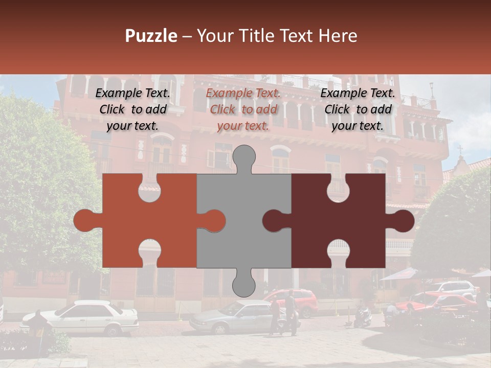 A Large Building With Cars Parked In Front Of It PowerPoint Template