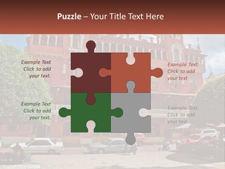 A Large Building With Cars Parked In Front Of It PowerPoint Template