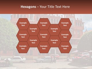 A Large Building With Cars Parked In Front Of It PowerPoint Template