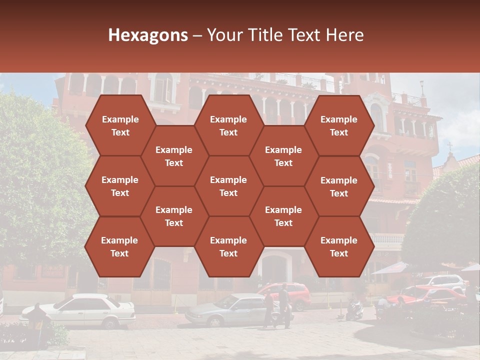 A Large Building With Cars Parked In Front Of It PowerPoint Template